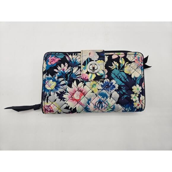 Vera Bradley‎ RFID Turnlock Wallet Womens Floral Blue Pink White - Picture 5 of 8
